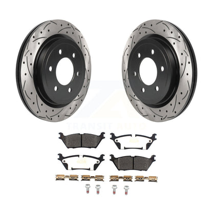 Kit de plaquettes semi-métalliques de Rotor de frein à disque de fente de forage arrière pour Ford F-150 Expeditio