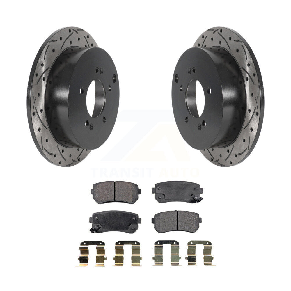 Rotor de frein à fente percée arrière et Kit de plaquettes semi-métalliques pour Hyundai Tucson Kia AW