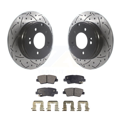 Rotors de frein à fente arrière, Kit de plaquettes semi-métalliques pour Hyundai Sonata Kia Optim