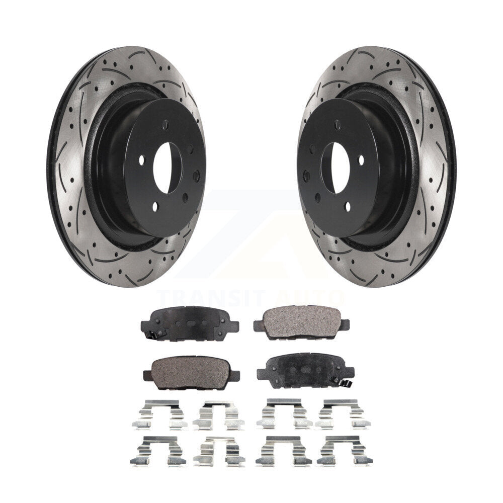 Kit de plaquettes semi-métalliques de Rotor de frein à disque de fente de forage de manteau arrière pour INFINITI G35 Q6