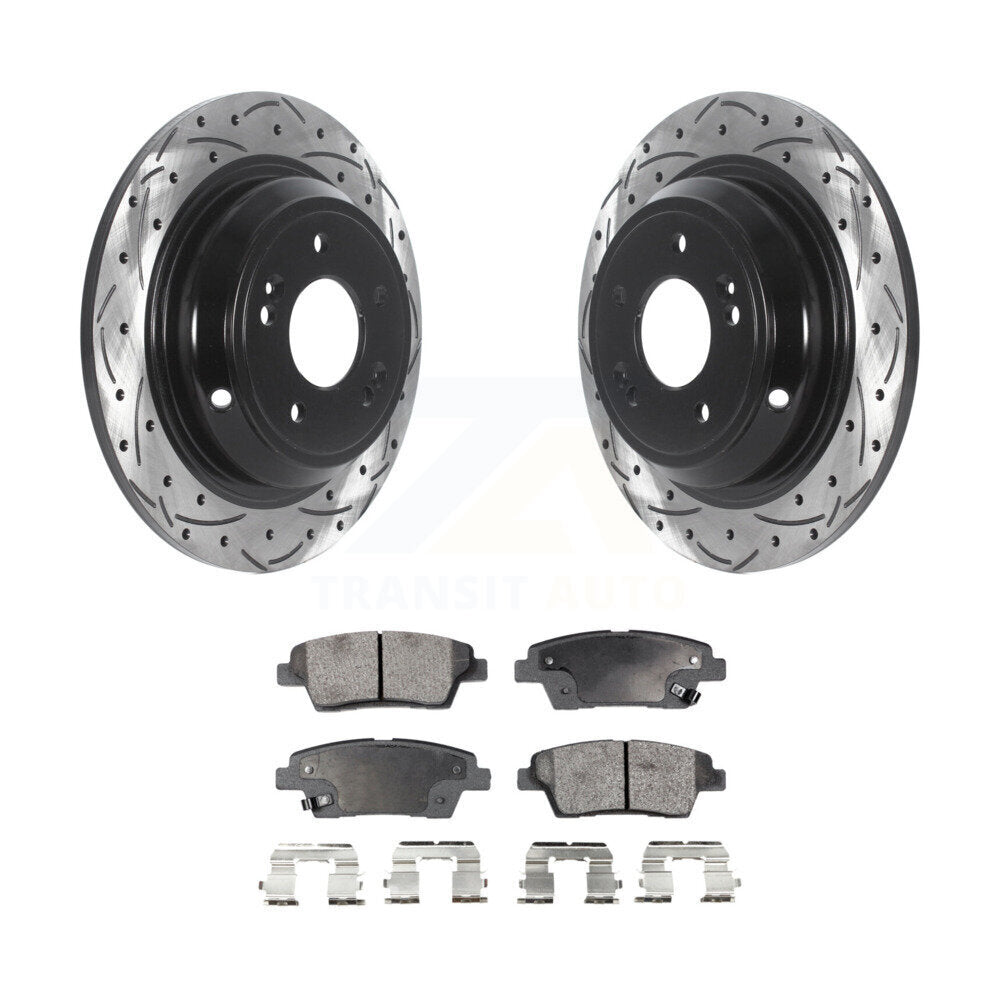 Rotors de frein à fente arrière percés, Kit de plaquettes semi-métalliques pour Hyundai Genesis G80 Ki