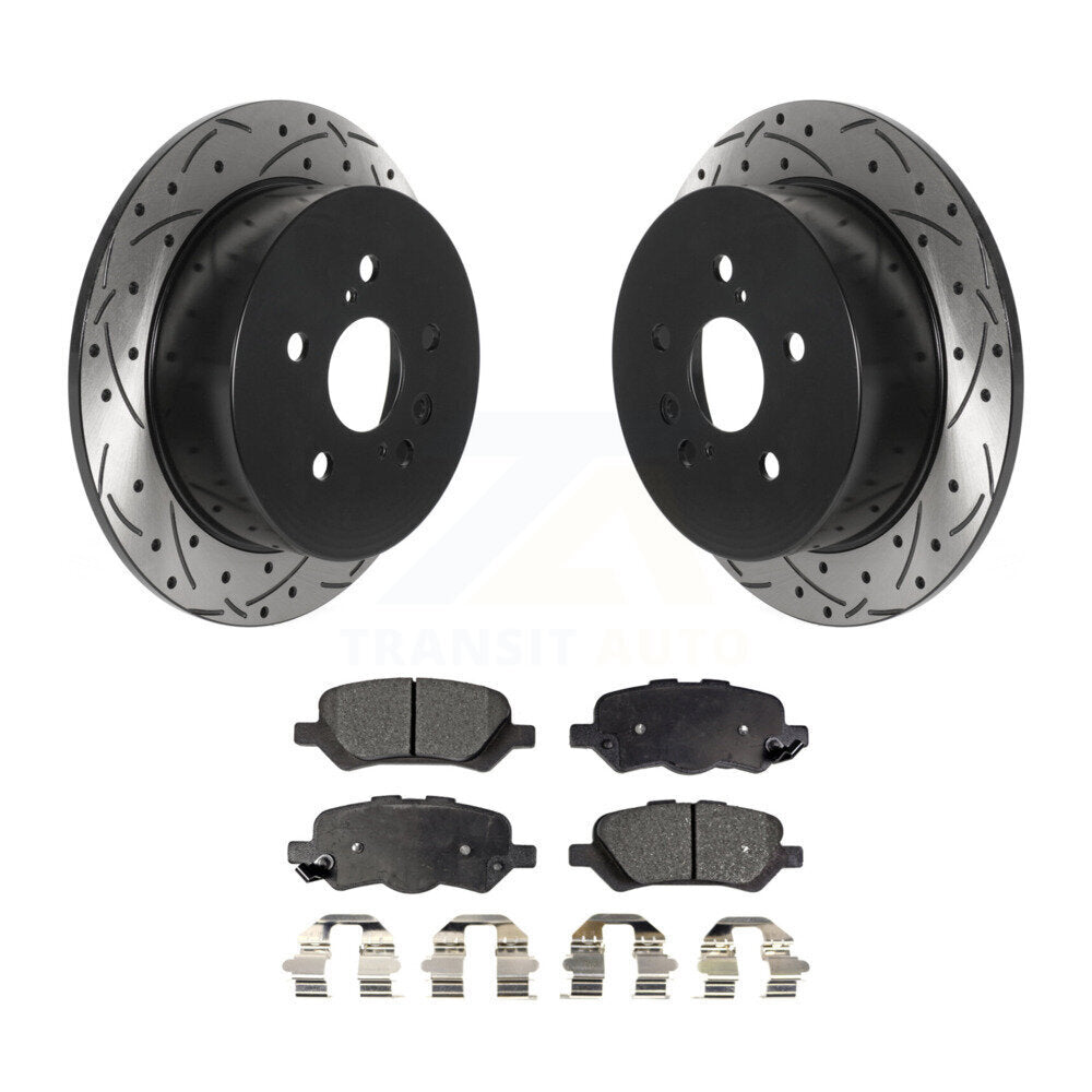 Rotor de frein à fente arrière percé et kit de plaquettes semi-métalliques pour Toyota Venz 2009-2016