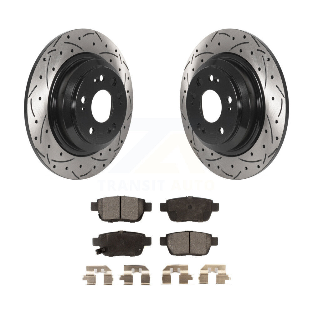 Kit de plaquettes de frein à disque semi-métalliques avec fentes percées arrière pour Acura T 2009-2014