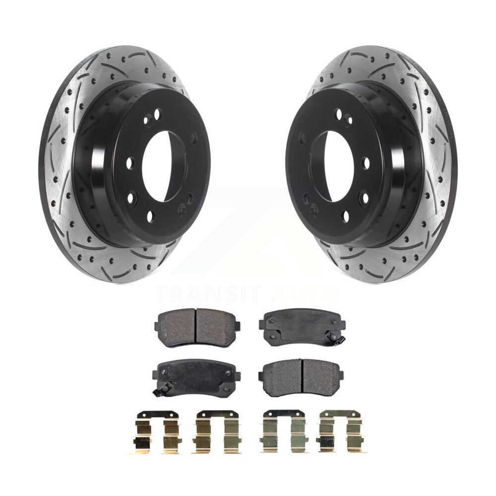 Kit de plaquettes semi-métalliques de Rotor de frein de fente de forage arrière pour Hyundai Elantra Tucson Ki