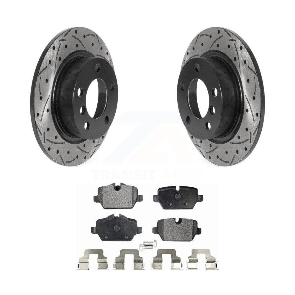 Rotor de frein à fente arrière percé et Kit de plaquettes semi-métalliques pour Mini Cooper Countryma