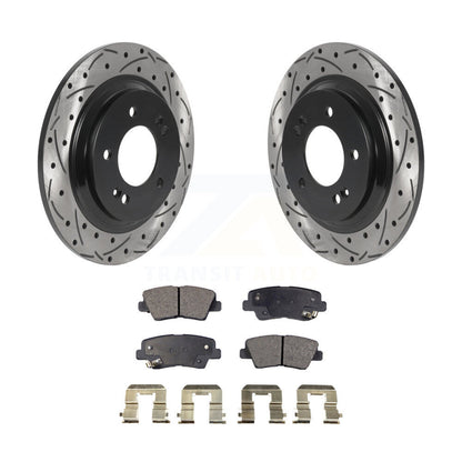 Kit de plaquettes semi-métalliques de rotors de frein à disque de fente de forage arrière pour Hyundai Sonata Azer