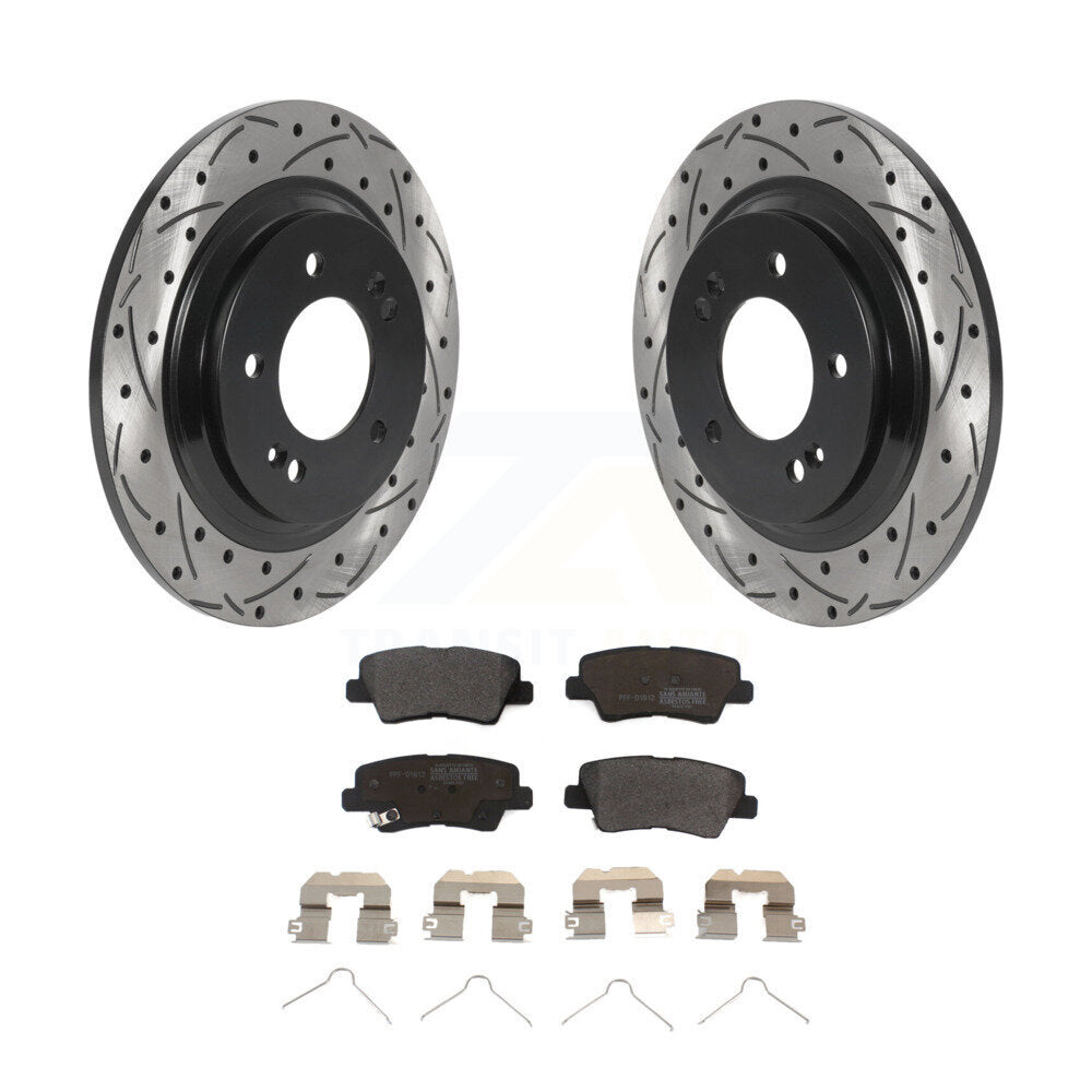 Rotor de frein à fente arrière percé et Kit de plaquettes semi-métalliques pour Hyundai Ioniq Kia Nir