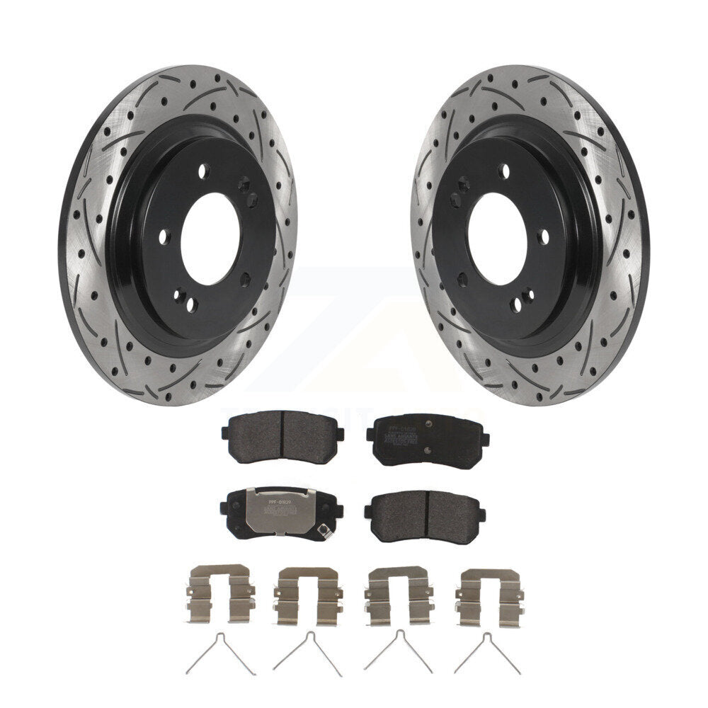 Kit de plaquettes semi-métalliques de Rotor de frein à fente arrière percée pour Kia Optima LX/EX/LX 1.6