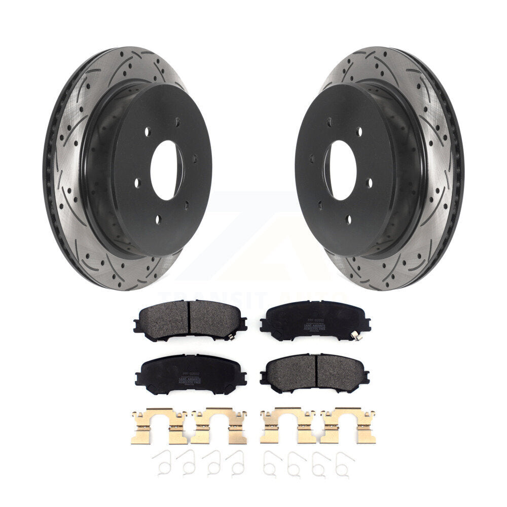 Rotor de frein à fente arrière percé et kit de plaquettes semi-métalliques pour Nissan TITA 2017-2023