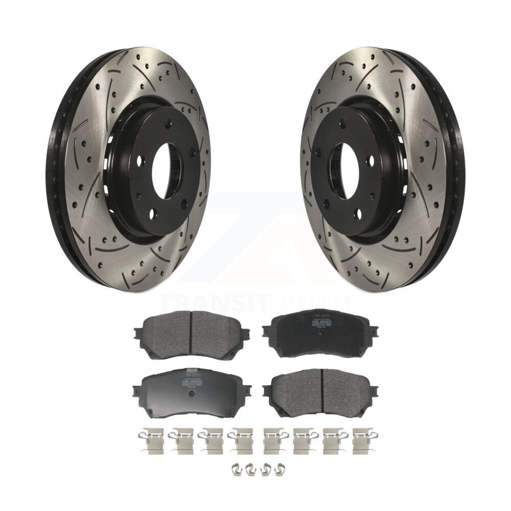 Kit de plaquettes semi-métalliques de rotors de frein à disque fendus percés à revêtement avant pour Mazda
