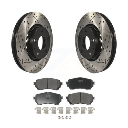 Kit de plaquettes semi-métalliques de rotors de frein à disque fendus percés à revêtement avant pour Mazda