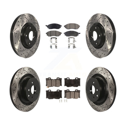 Rotor de frein à disque à fente percée avant et arrière et Kit de plaquettes semi-métalliques pour Nissan 370