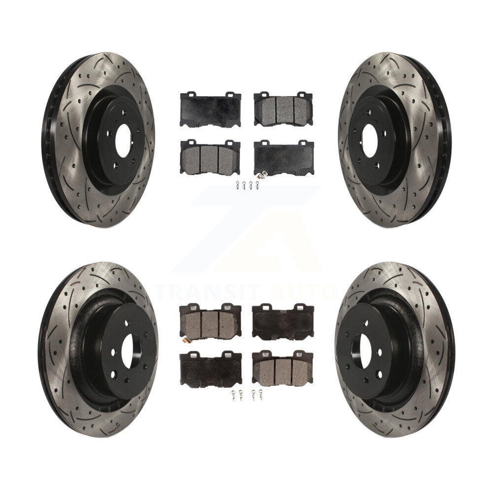 Kit de rotor de frein à fente percée avant et arrière et plaquettes semi-métalliques pour INFINITI G37 RW