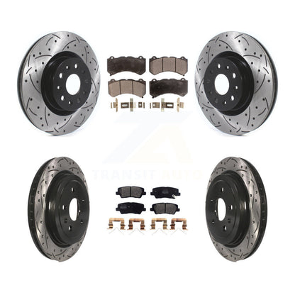 Rotors de frein à disque à fente avant et arrière, Kit de plaquettes semi-métalliques pour Cadillac CT