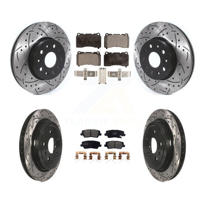 Rotors de frein à disque à fente avant et arrière, Kit de plaquettes semi-métalliques pour Cadillac CT