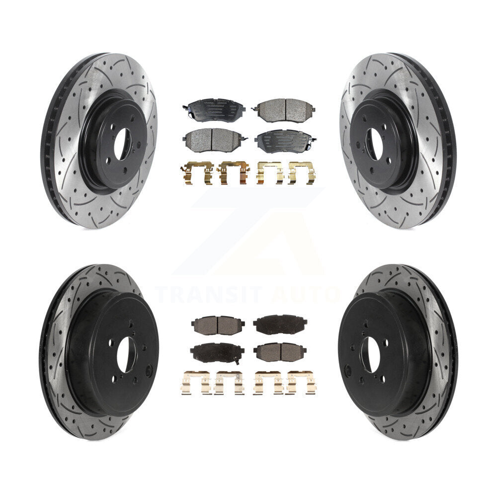 Kit de plaquettes semi-métalliques de rotors de frein à disque de fente de forage avant et arrière pour Subaru Outbac