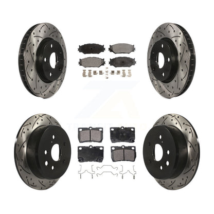 Rotor de frein à disque à fente percée avant et arrière et Kit de plaquettes semi-métalliques pour Lexus IS25