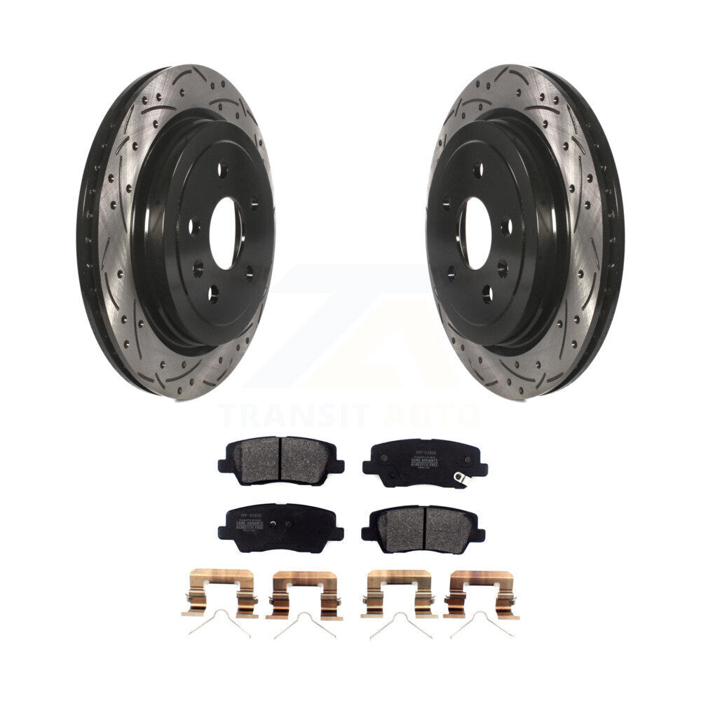Kit de plaquettes semi-métalliques de Rotor de frein à disque à fente percée à revêtement arrière pour Cadillac CT