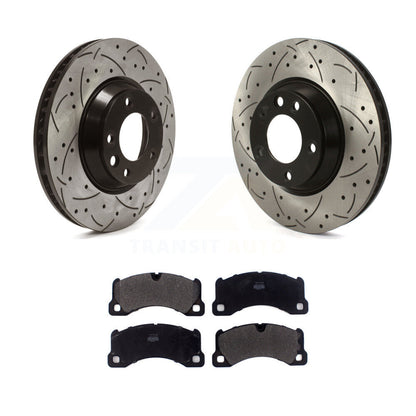 Kit de plaquettes semi-métalliques de Rotor de frein à disque de fente de forage de couche avant pour Porsche Cayenn