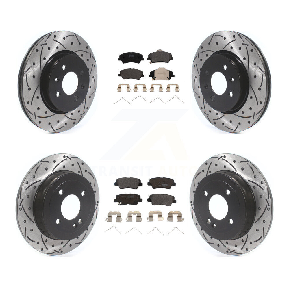 Kit de plaquettes semi-métalliques de Rotor de frein à disque de fente de forage avant et arrière pour Kia Rio Hyunda