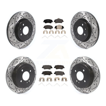 Kit de plaquettes semi-métalliques de Rotor de frein à disque de fente de forage avant et arrière pour Kia Rio Hyunda
