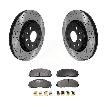 Kit de plaquettes semi-métalliques de Rotor de frein à fente avant percée pour Jeep Wrangler Gladiato