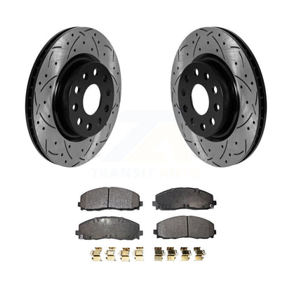 Kit de plaquettes semi-métalliques de Rotor de frein à disque de fente de forage enduit avant pour Jeep Wrangle