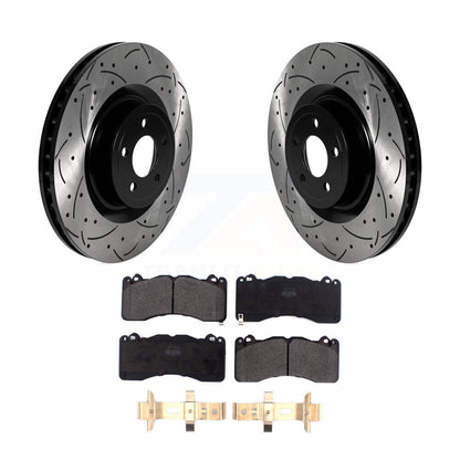Kit de plaquettes semi-métalliques de rotors de frein à disque de fente de forage enduit avant pour Ford Mustang