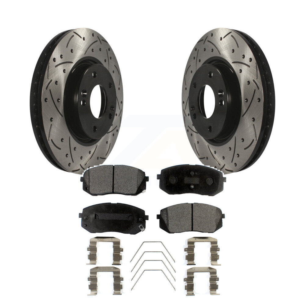 Kit de rotor de frein à fente percée et de plaquettes semi-métalliques pour Kia Soul E 2017 – 2019