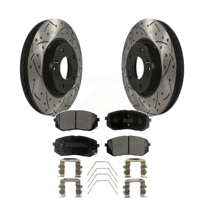 Kit de rotor de frein à fente percée et de plaquettes semi-métalliques pour Kia Soul E 2017 – 2019