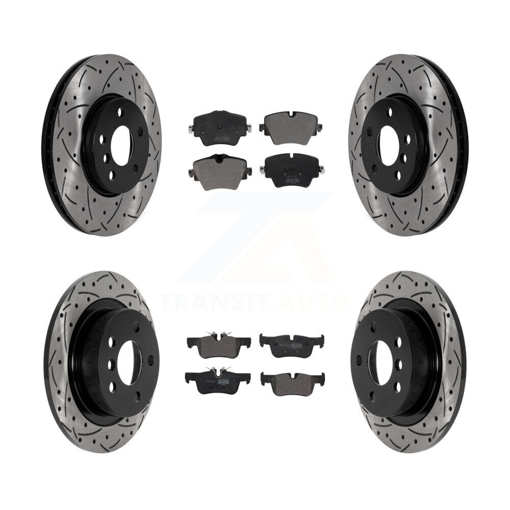 Kit de plaquettes semi-métalliques de rotors de frein de fente de forage avant et arrière pour Mini Cooper Clubma