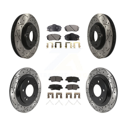 Rotor de frein à disque à fente percée avant et arrière et Kit de plaquettes semi-métalliques pour Kia Soul E