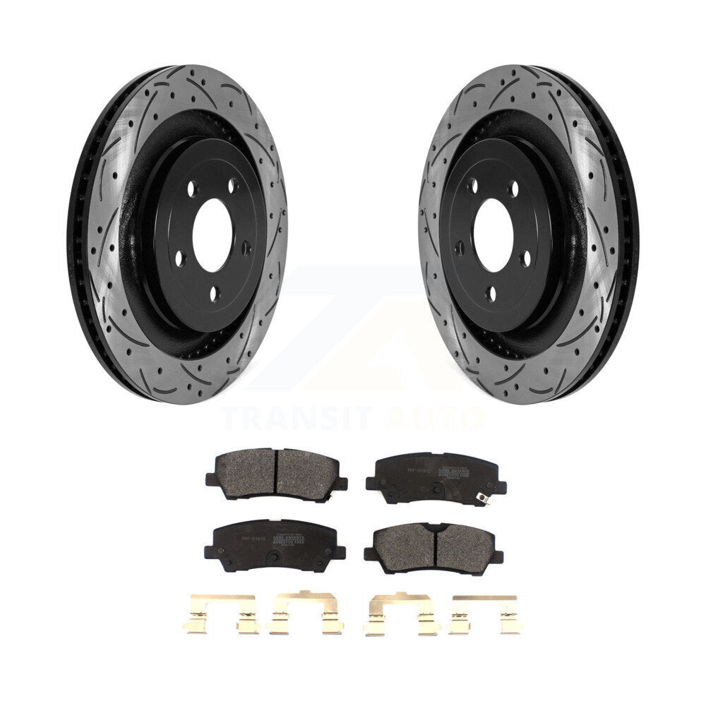 Kit de plaquettes semi-métalliques de Rotor de frein à disque à fente percée à revêtement arrière pour Ford Mustang