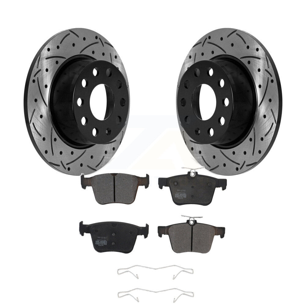 Kit de plaquettes semi-métalliques de Rotor de frein à disque de fente de forage arrière pour Volkswagen Jetta Tao