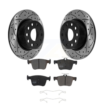 Kit de plaquettes semi-métalliques de Rotor de frein à disque de fente de forage arrière pour Volkswagen Jetta Tao