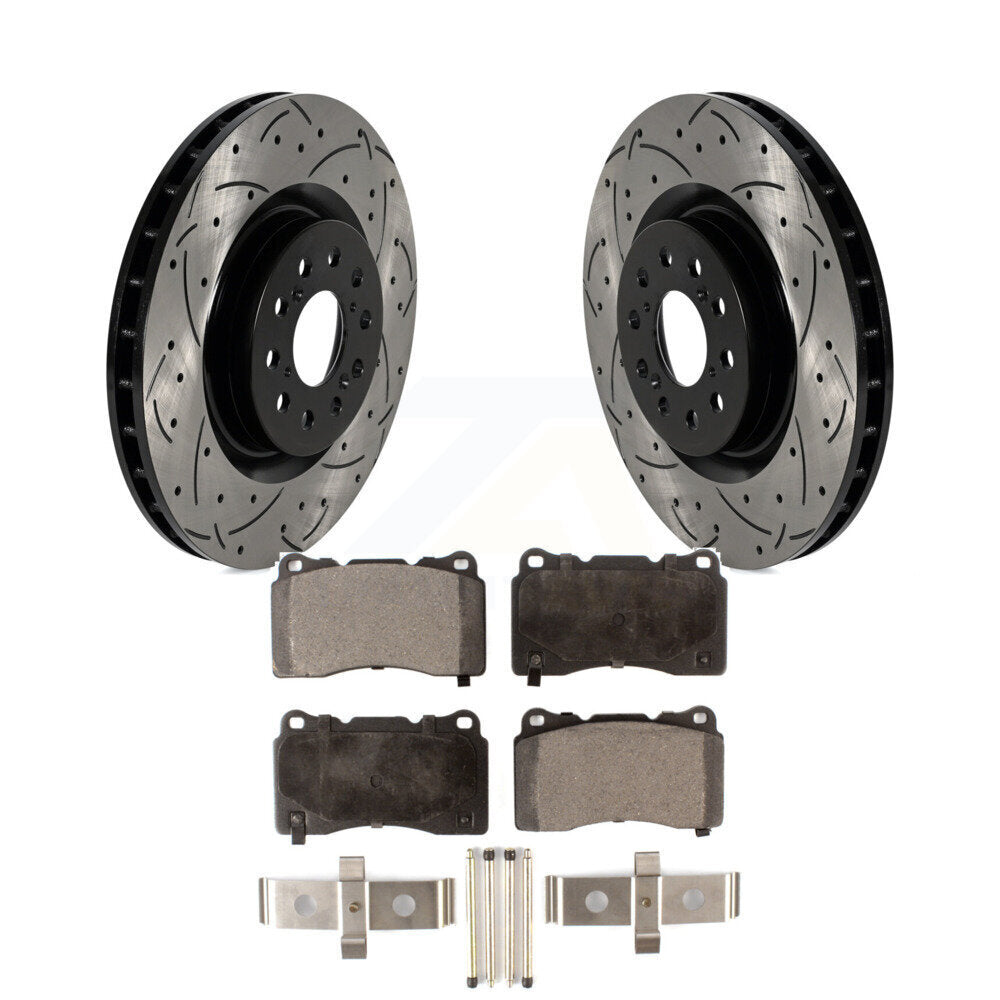 Kit de plaquettes de frein semi-métalliques pour rotors de frein à fente avant pour Honda Civic Type 17-20