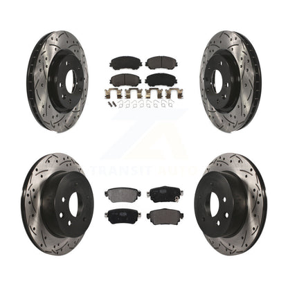 Kit de plaquettes semi-métalliques de Rotor de frein de fente de forage avant et arrière pour Nissan Rogue Sport