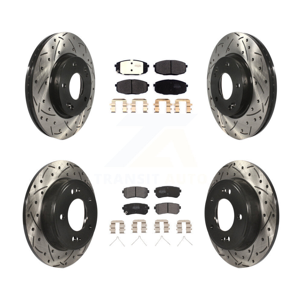 Rotor de frein à fente percée avant et arrière et Kit de plaquettes semi-métalliques pour Hyundai Kona Ki