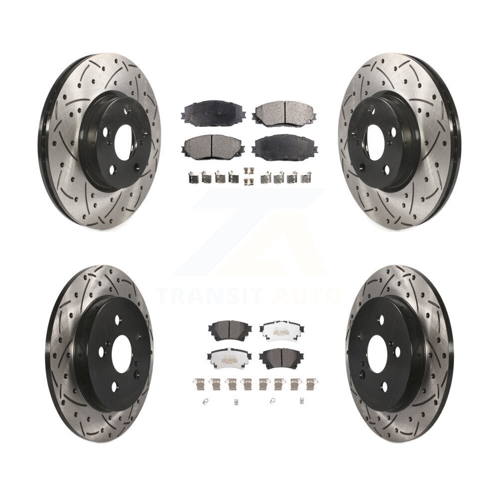 Kit de plaquettes semi-métalliques de rotors de frein de fente de forage avant et arrière pour Toyota Corolla 1.8