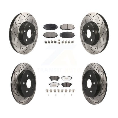 Kit de plaquettes semi-métalliques de rotors de frein de fente de forage avant et arrière pour Toyota Corolla 1.8