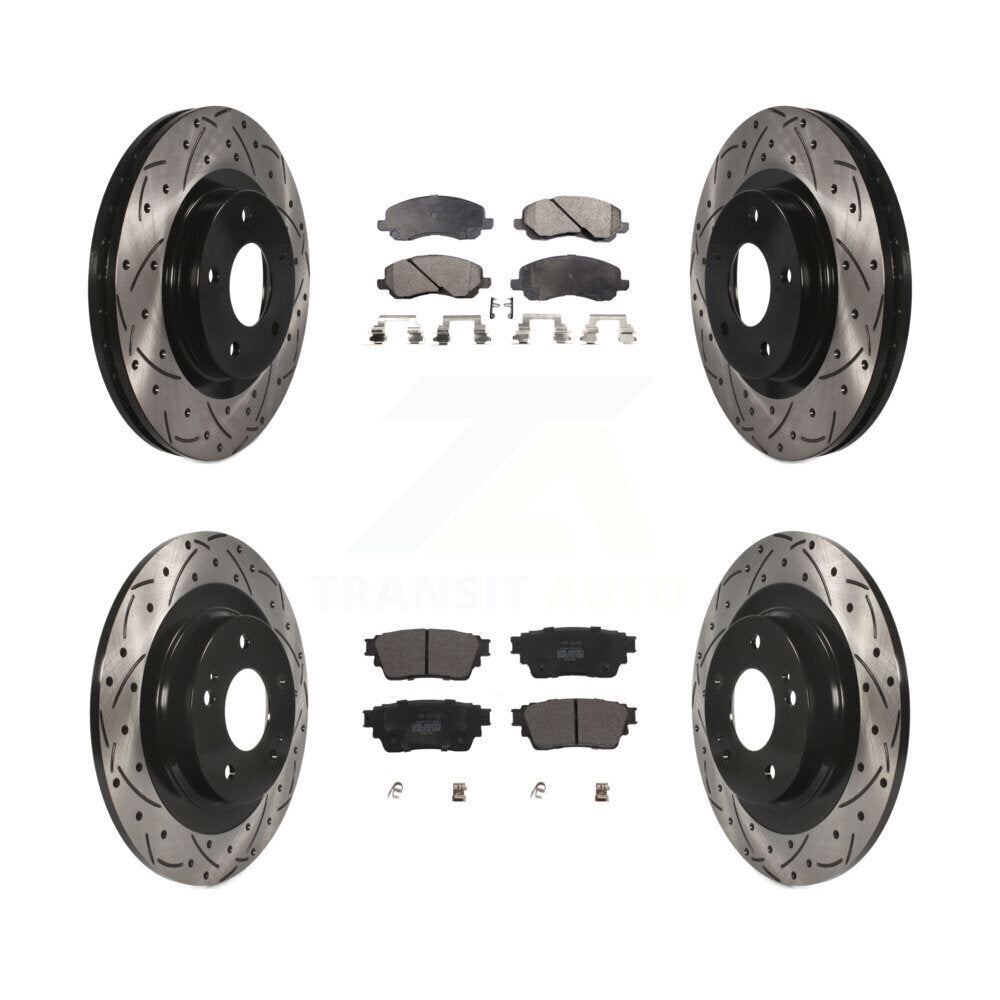 Kit de plaquettes semi-métalliques de Rotor de frein de fente de forage avant et arrière pour Mitsubishi Outlande