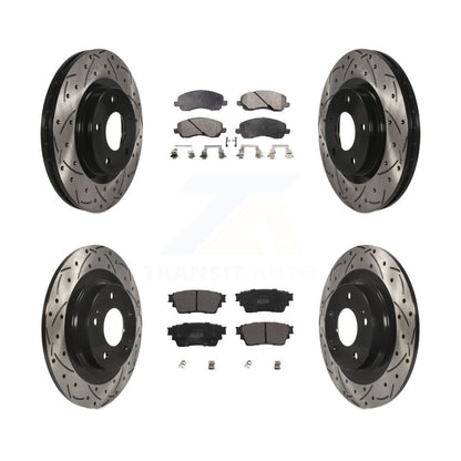 Kit de plaquettes semi-métalliques de Rotor de frein de fente de forage avant et arrière pour Mitsubishi Outlande