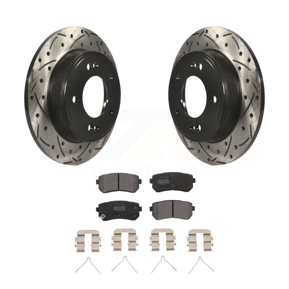 Rotors de frein à fente arrière percés, Kit de plaquettes semi-métalliques pour Hyundai Kona Kia Selto