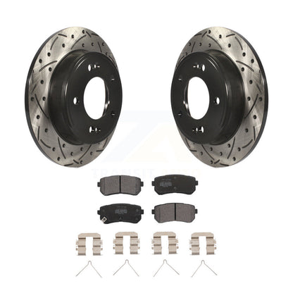 Rotors de frein à fente arrière percés, Kit de plaquettes semi-métalliques pour Hyundai Kona Kia Selto