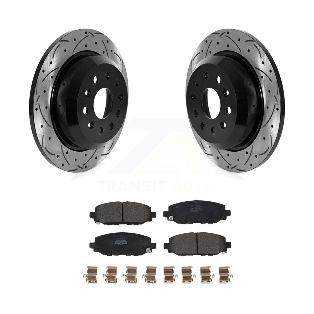 Kit de plaquettes semi-métalliques de Rotor de frein à disque de fente de forage arrière pour Jeep Wrangler Rubico
