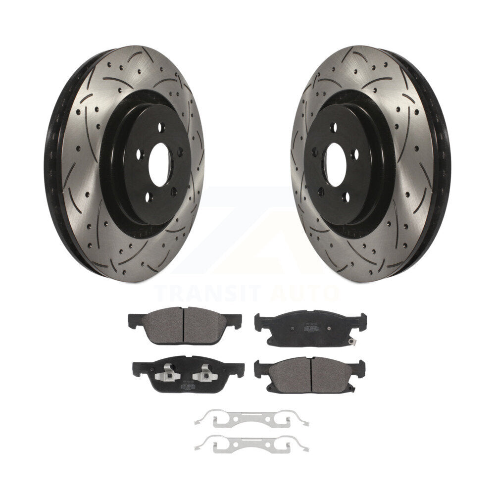 Rotor de frein à fente percée avant et Kit de plaquettes semi-métalliques pour Lincoln Nautilus pour