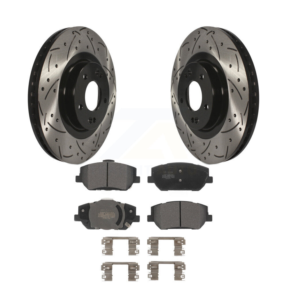 Kit de plaquettes de frein semi-métalliques pour rotors de frein à fente avant percés pour Hyundai Santa F 19-20