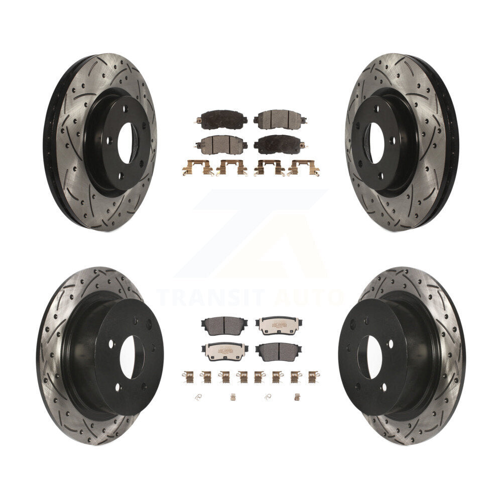 Kit de plaquettes de frein semi-métalliques pour rotors de frein à fente avant et arrière pour Nissan Altima AW