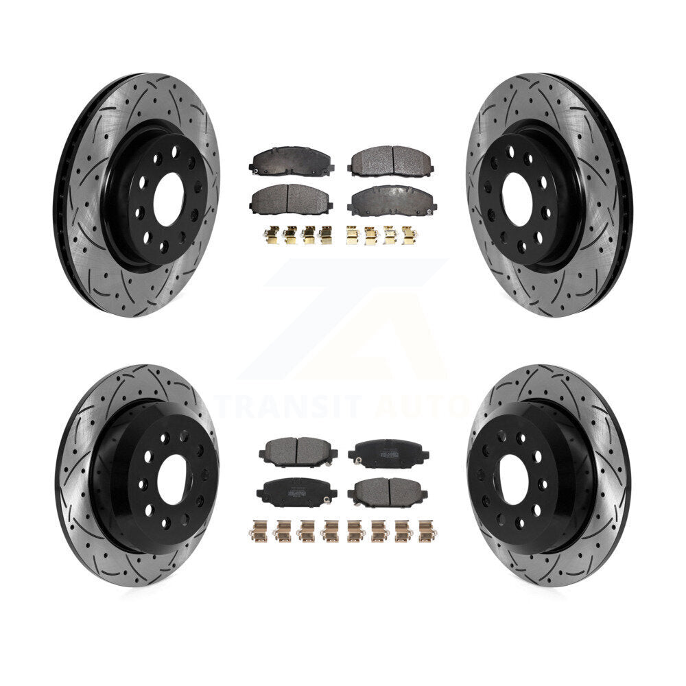 Kit de plaquettes semi-métalliques de Rotors de frein de fente de forage avant et arrière pour Jeep Wrangler Spor