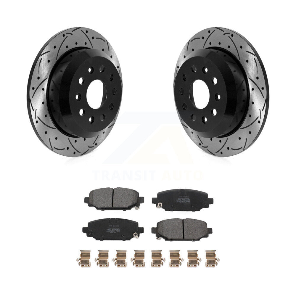 Kit de plaquettes semi-métalliques de rotors de frein à fente de forage arrière pour Jeep Wrangler Spor 18-20